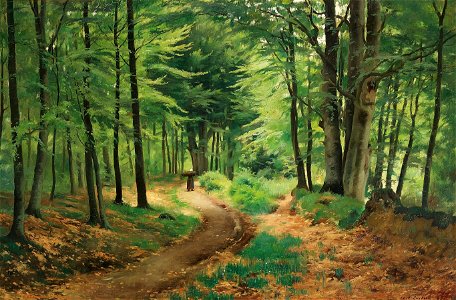 Carl Carlsen - En kvinde på en skovvej - 1883