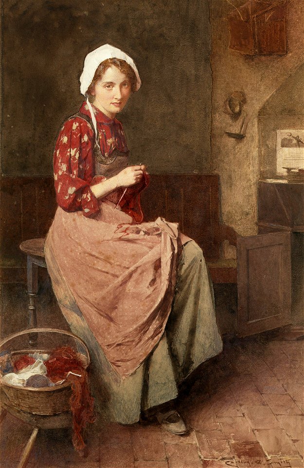 Carlton Alfred Smith - A young girl knitting