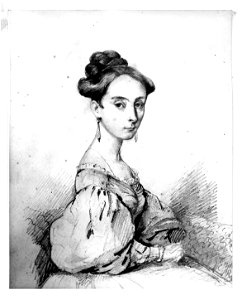 Carmen Arriagada, dibujo del retrato de medio cuerpo