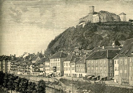 Carniola castello di Lubiana visto dalla riva di Leybach