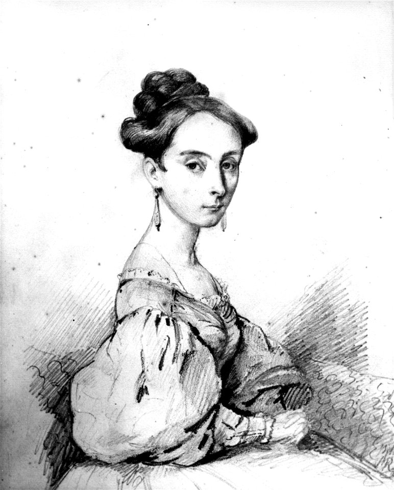 Carmen Arriagada, dibujo del retrato de medio cuerpo (cropped)