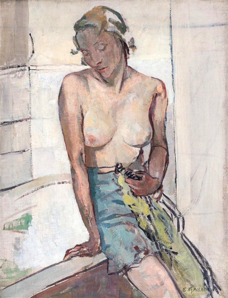 Carmen sitting on the bath - circa 1935 - Ethel Gabain - 9324-1563x2048