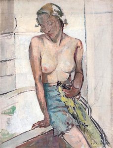 Carmen sitting on the bath - circa 1935 - Ethel Gabain - 9324-1563x2048. Free illustration for personal and commercial use.