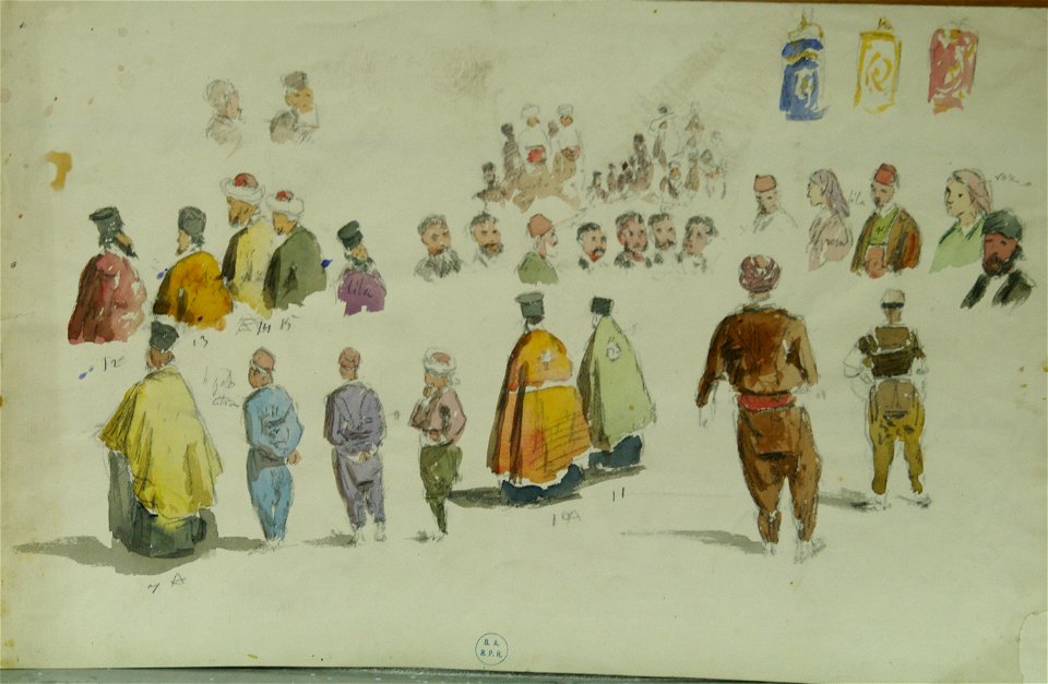 Carol Popp de Szathmari - Foaie de schiţe preoţi, orientali, femei, bărbaţi, tipuri din războiul 1877-1878