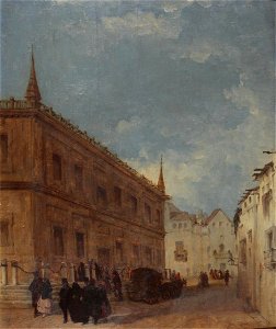 Carnaval en la Lonja de Sevilla, de Joaquín Domínguez Bécquer (Museo del Romanticismo, Madrid)
