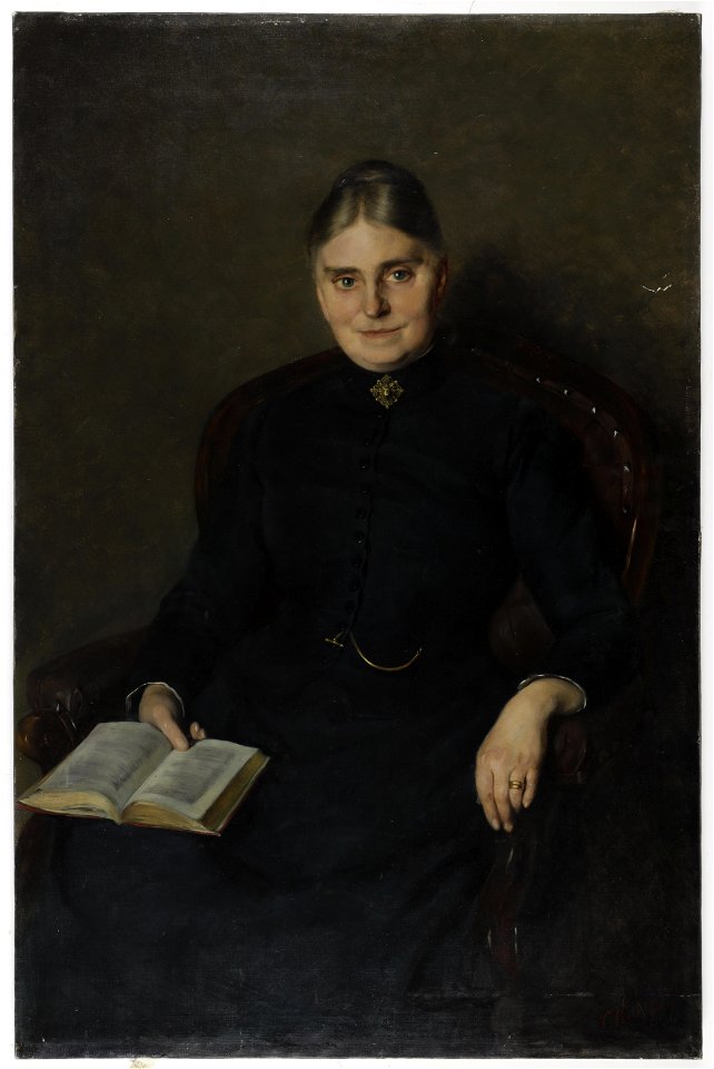 Caroline Kubin Sitzportrait einer Dame mit Buch 1888