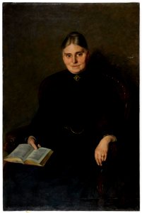 Caroline Kubin Sitzportrait einer Dame mit Buch 1888