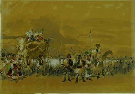 Carol Popp de Szathmari - Schiţă după carul alegoric al Agriculturii din cortegiul încoronării, 10 mai 1881