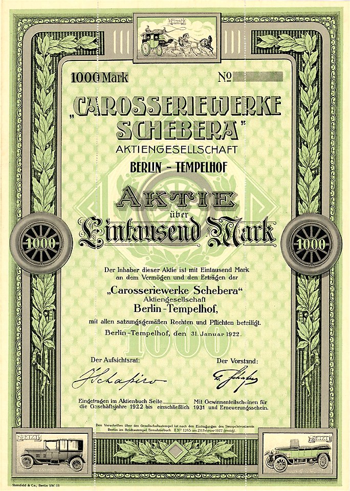 Carosseriewerke Schebera AG 1000 Mk 1922