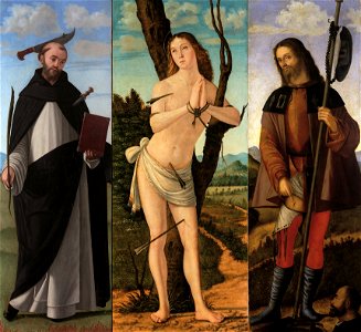 Carpaccio - Trittico di Santa Fosca, San Pietro Martire, Museo Correr, Venezia San Sebastiano, Strossmayerova Galerija Starih Majstora, Zagabria San Rocco. Accademia Carrara, Bergamo