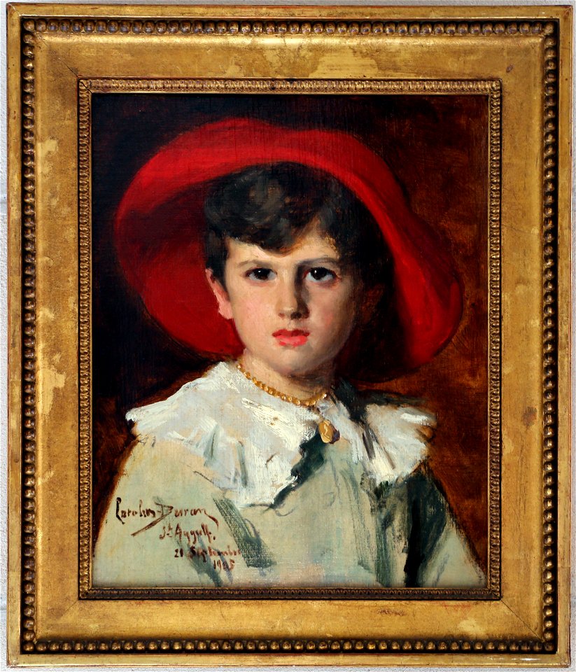 Carolus-duran, bambino con cappello rosso (michel, figlio di georges feydeau), 1905