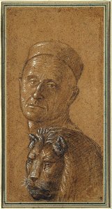 Carpaccio, Vittore, Head of a Man and Head of a Lion (verso), 1495-1516. Free illustration for personal and commercial use.
