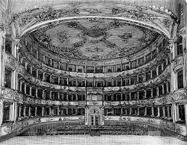 Carpi – Interno del Teatro Comunale (xilografia)