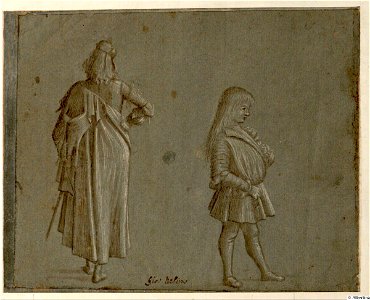Carpaccio - Rückenfigur Cavaliere della Scalza' und Knabe im Profil nach rechts