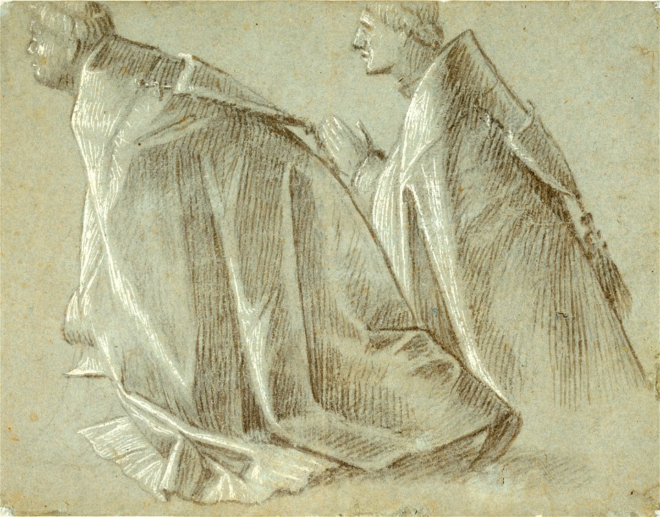 Carpaccio - Study of Two Kneeling Clerics (recto), 1507–1508