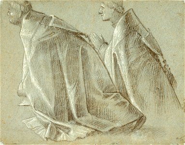 Carpaccio - Study of Two Kneeling Clerics (recto), 1507–1508