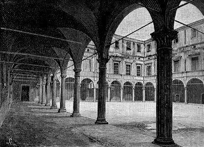 Carpi – Cortile del Castello dei Pio (xilografia)