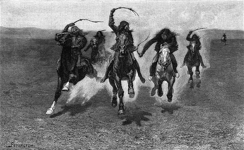 Carrera de caballos indios llegando a la meta, de Remington