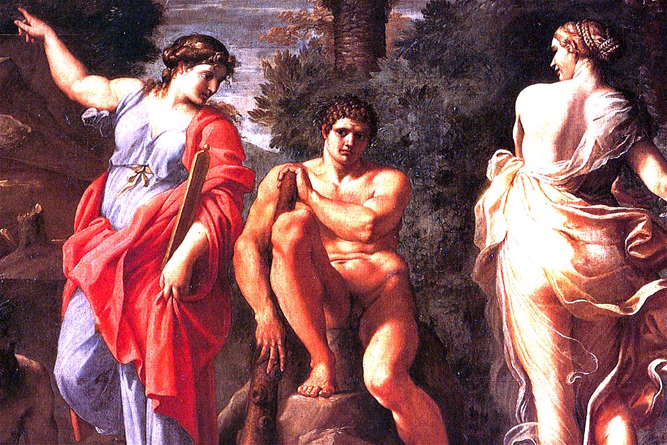 Carracci Hercultes at Crossroads, detail