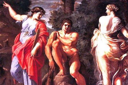 Carracci Hercultes at Crossroads, detail