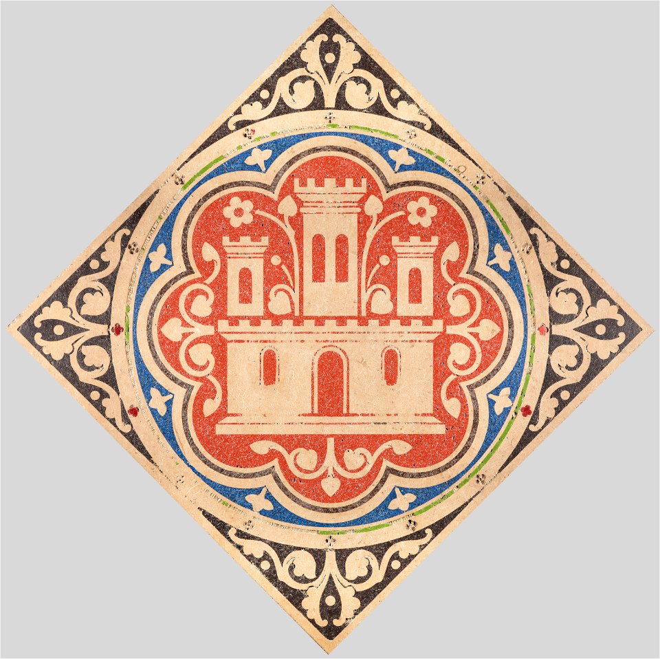 Carreau de pavement à motif de château de Castille (bgw19 0116)