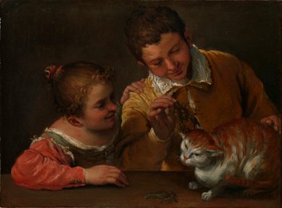 Annibale Carracci - Due bambini prendere in giro un gatto