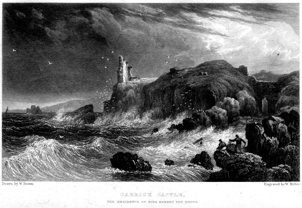 Carrick Castle engraving by William Miller after W Brown