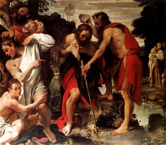 Annibale Carracci The Baptism of Christ. Free illustration for personal and commercial use.
