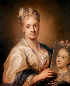 Rosalba Carriera - Self-Portrait Holding a Portrait of Her Sister - WGA4502. Free illustration for personal and commercial use.