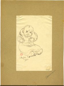 Carrière - Croquis à la plume d'Eugène Carrière représentant un nourrisson et dédicacé à Madame Kossowka, NUM AUOR MF03 C008 (002226)