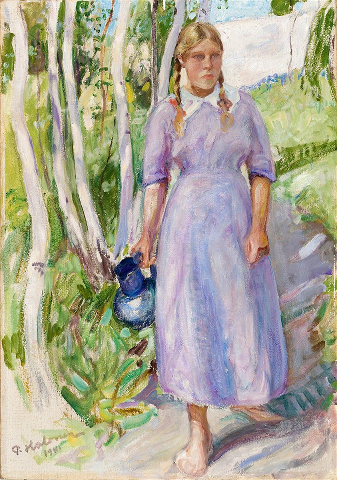 Carrying Water by Pekka Halonen, 1911, Ateneum Art Museum