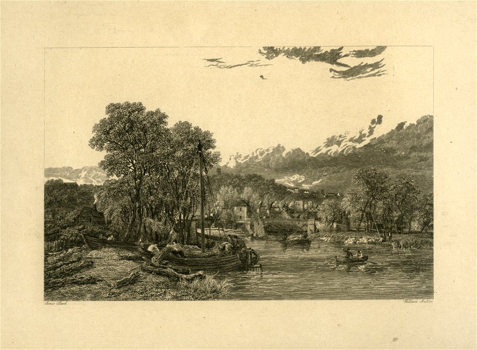 Carrow Bridge open etching by William Miller after James Stark