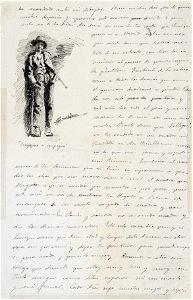 Carta con dibujo de ragazino di Campagna - Rafael Romero de Torres