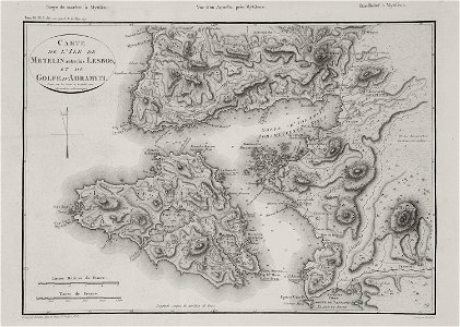 Carte de l'ile de Metelin autrefois Lesbos, et du golfe d'Adramyti - Choiseul-gouffier Gabriel Florent Auguste De - 1809