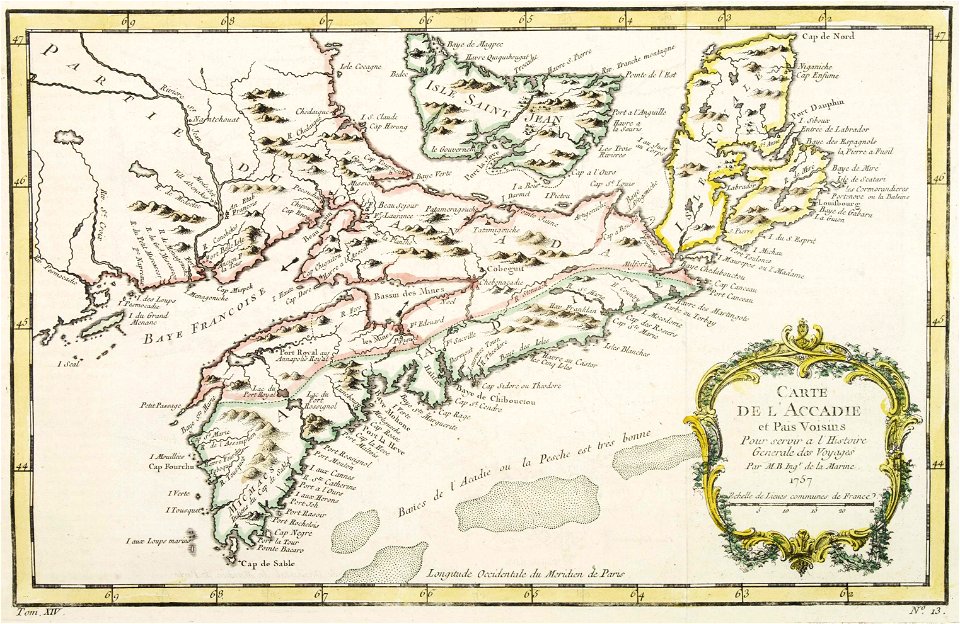 Carte de l' Accadie et Pais Voisins 1757