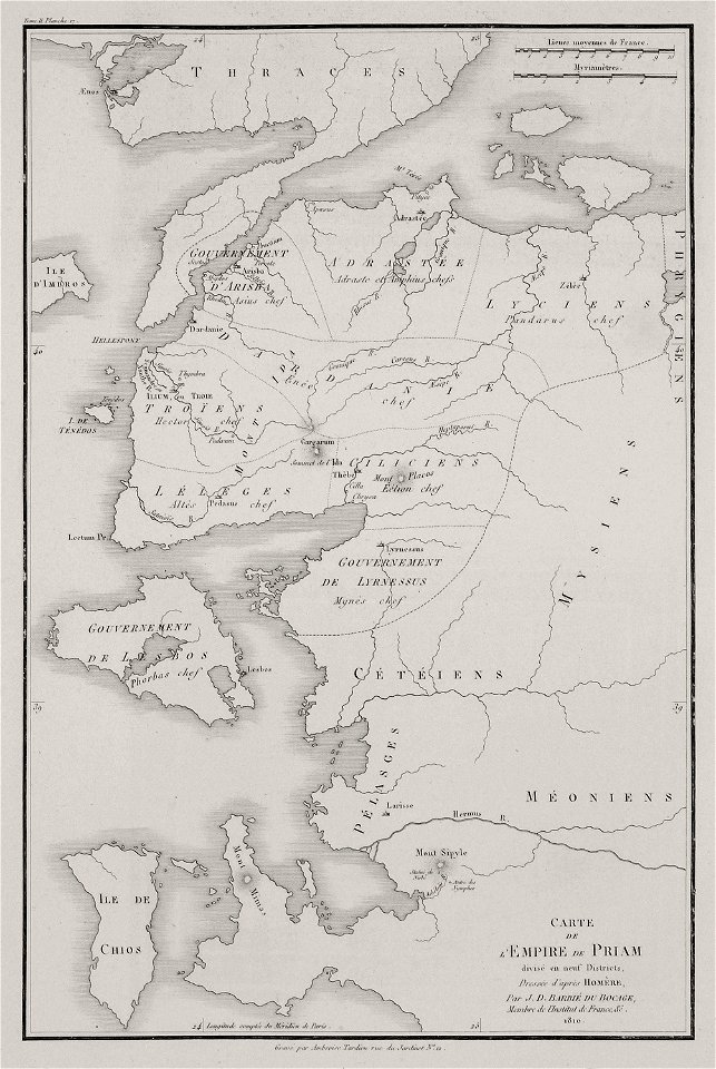 Carte de l'Empire de Priam - Choiseul-gouffier Gabriel Florent Auguste De - 1809