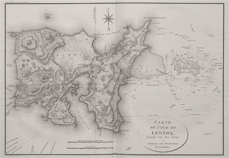 Carte de l'ile de Lemnos - Choiseul-gouffier Gabriel Florent Auguste De - 1809