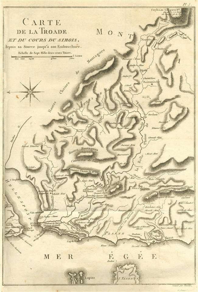 Carte de la Troade et du cours du Simois - Olivier Guillaume Antoine - 1801