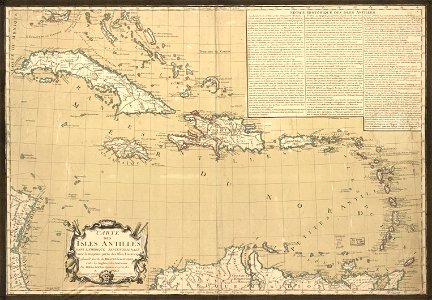 Carte des Isles Antilles dans l'Amérique septentrionale, avec la majeure partie des Isles Lucayes; saisant partie du théâtre de la guerre entre les anglais et les américains. LOC 74690958