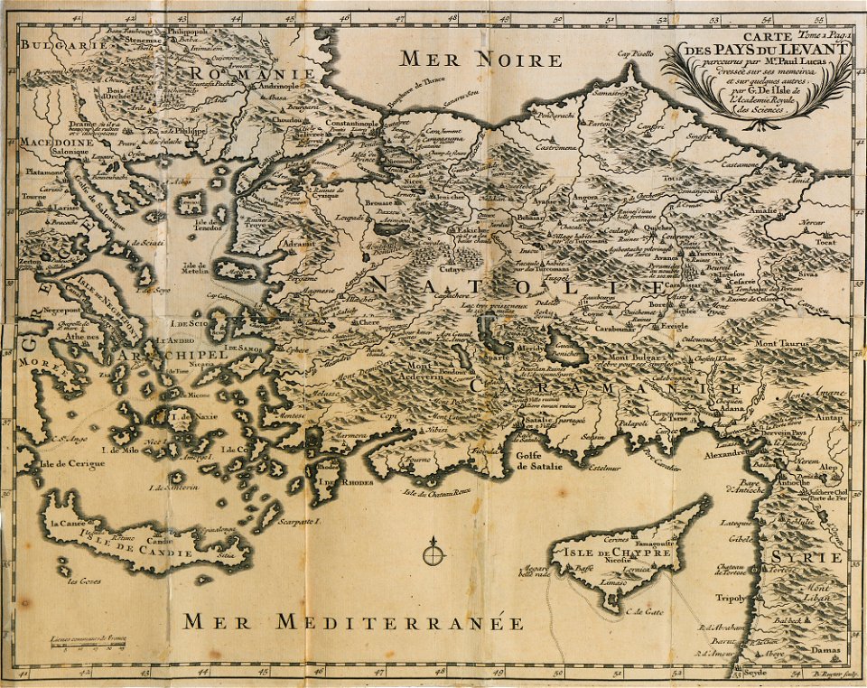 Carte des pays du Levant parcourus par M Paul Lucas, dressée sur ses memoires et sur quelques autres par G De l'Isle de - Lucas Paul - 1712