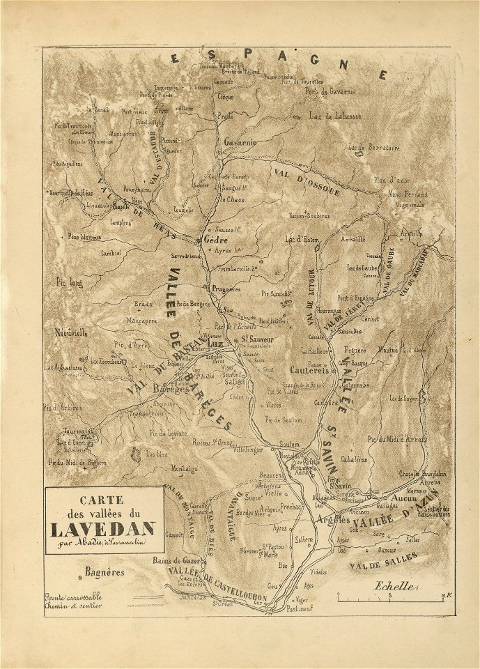 Carte des Vallées du Lavedan - Fonds Ancely - B315556101 A ABADIE 2 091