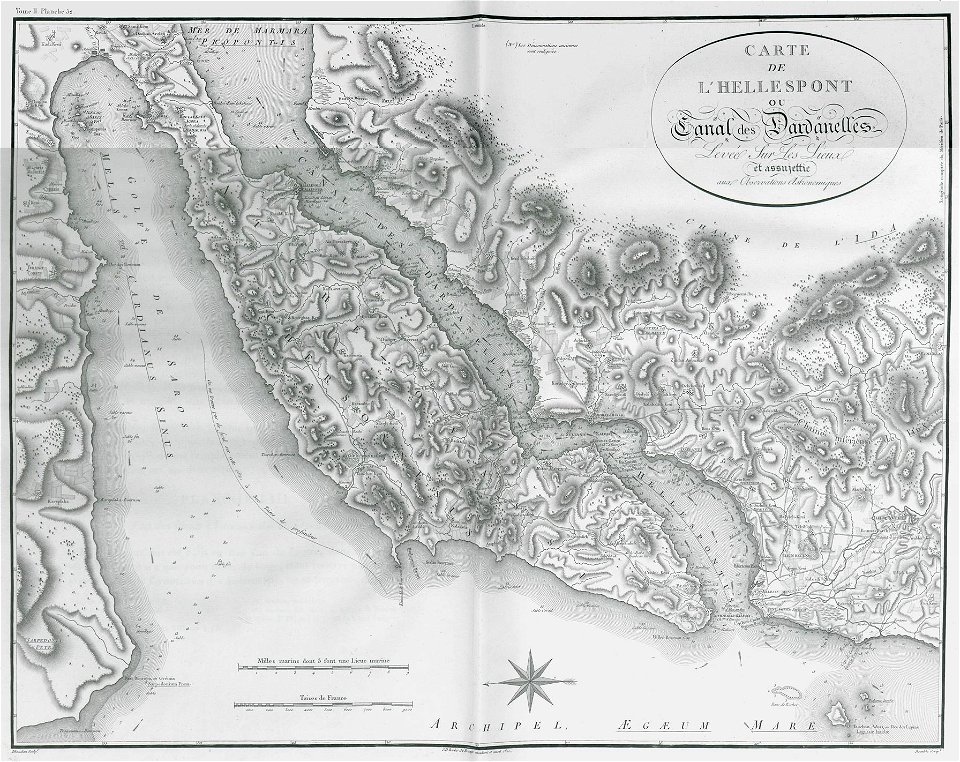 Carte de l'Hellespont ou Canal des Dardanelles - Choiseul-gouffier Gabriel Florent Auguste De - 1822