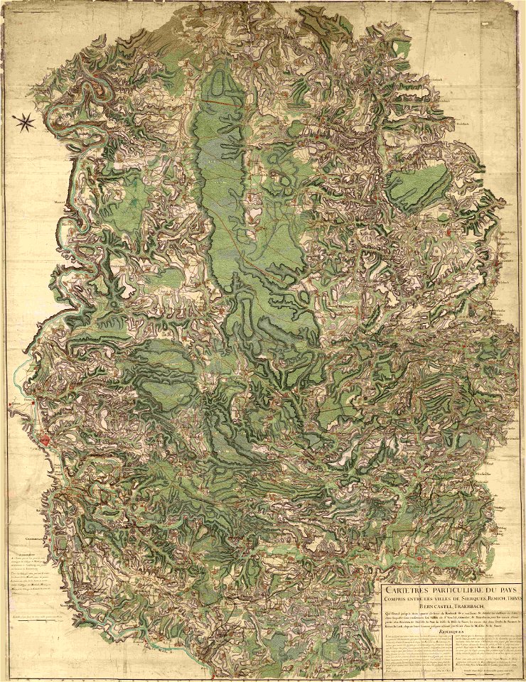 Carte du pays compris entre les villes de Sierques, Remich, Trèves, Berncastel et Trärbach RES CAR Rol 007