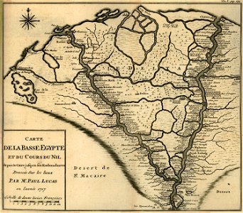 Carte de la Basse Égypte et du cours du Nil de puis le Caire jusqu'à les Embouchures dressée sur les lieux par Mr Pau - Lucas Paul - 1720