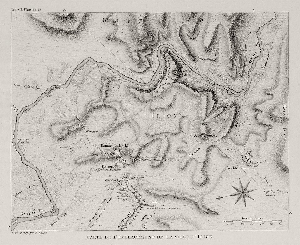 Carte de l'emplacement de la ville d'Ilion - Choiseul-gouffier Gabriel Florent Auguste De - 1809