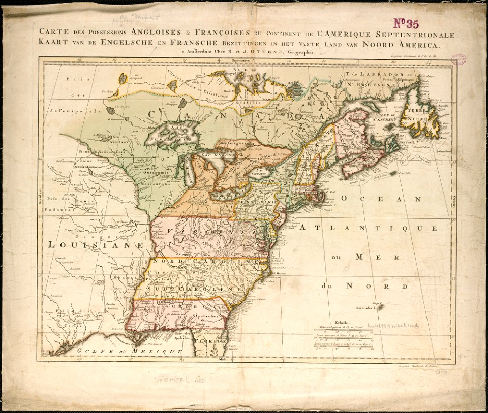 Carte des possessions angloises and françoises du continent de l'Amérique septentrionale = Kaart van de Engelsche en Fransche bezittingen in het vaste land van Noord America (4231921980)