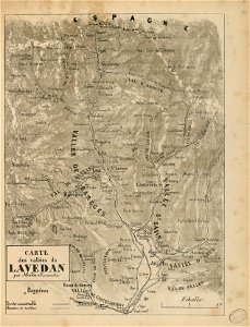 Carte des Vallées du Lavedan par Abadie de Sarrancolin - Fonds Ancely - B315556101 A ABADIE 5 067