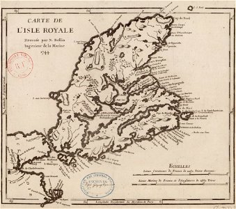 Carte en français de l'Isle Royale en 1744