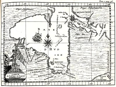 Carte pour suivre la campagne de d'Iberville dans la baie d'Hudson en 1697
