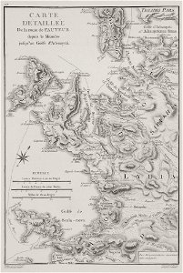 Carte détaillée de la route de l'auteur depuis le Méandre jusqu'au Golfe d'Adramytti - Choiseul-gouffier Gabriel Florent Auguste De - 1782